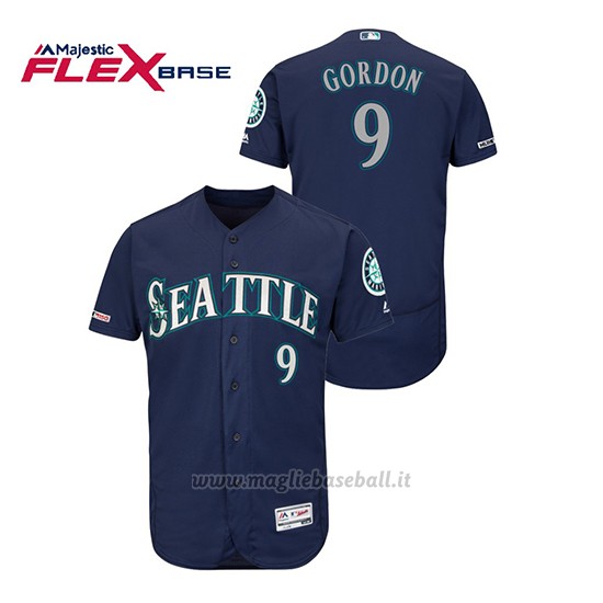 Maglia Baseball Uomo Seattle Mariners Dee Gordon 150th Aniversario Patch Autentico Flex Base Blu